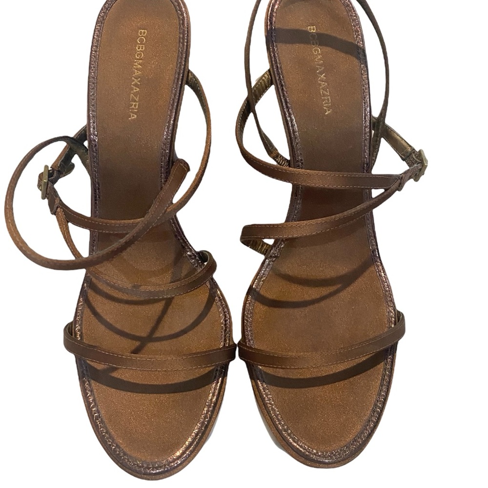 BCBGMaxazria Strappy Stilletos, Brown, 9, Excellent Cond
